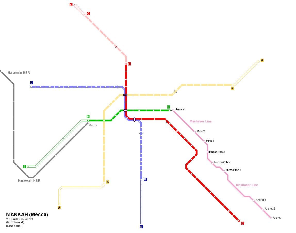 карта метро в Мецці